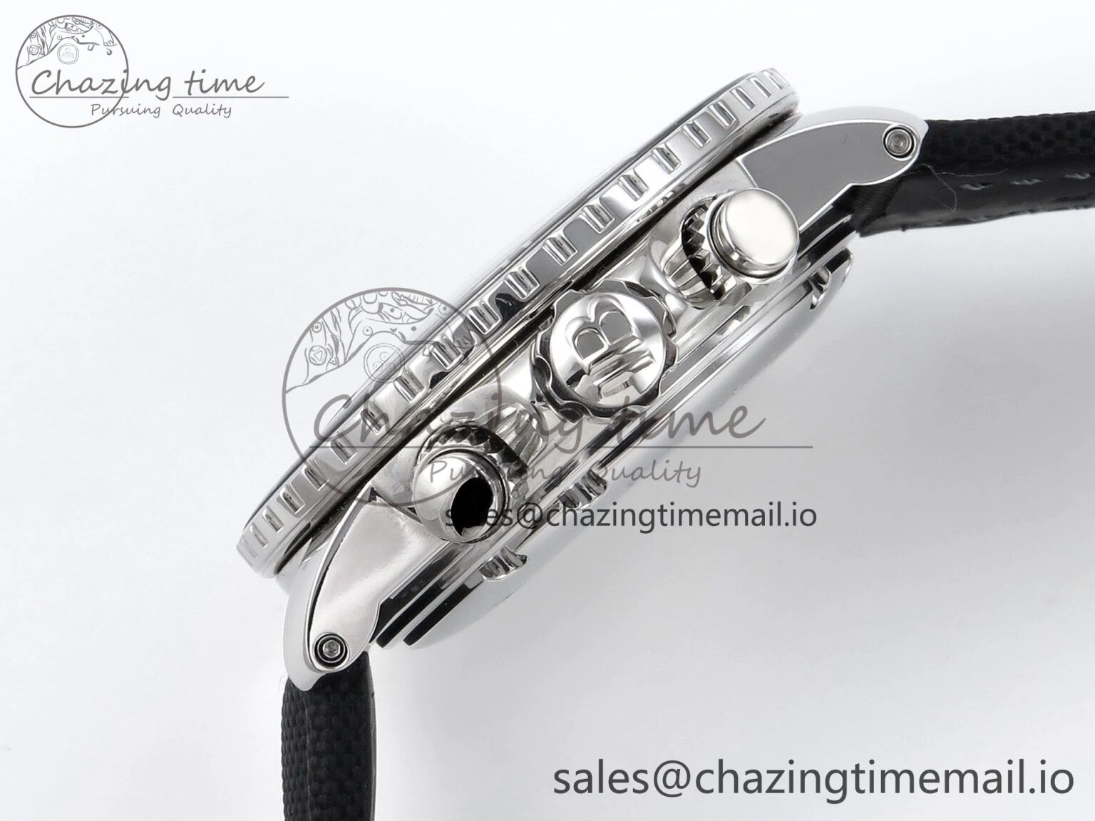 Fifty Fathoms Chrono SS OMF 1:1 Best Edition Black Dial on Black Sail-canvas Strap A7750