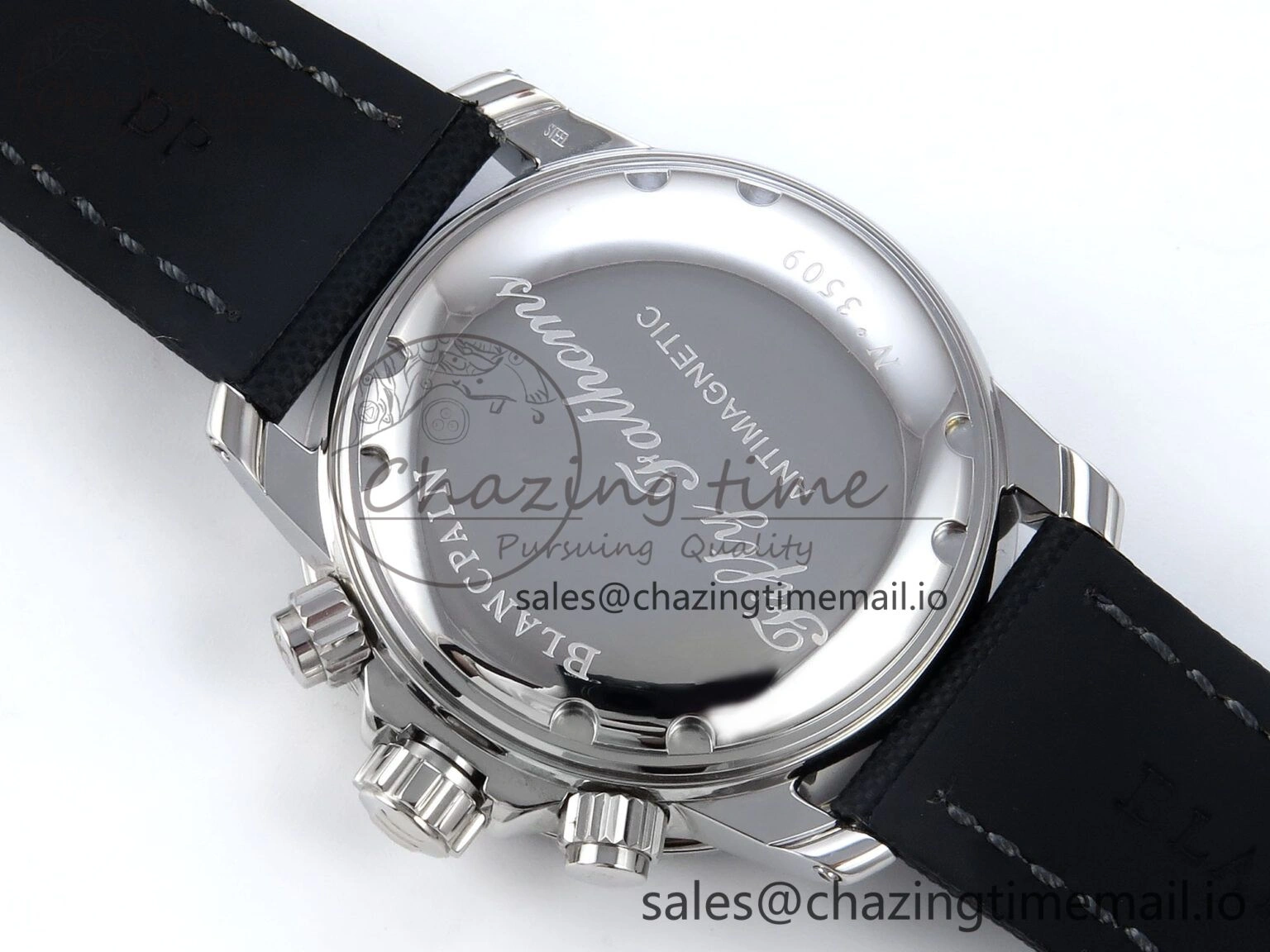 Fifty Fathoms Chrono SS OMF 1:1 Best Edition Black Dial on Black Sail-canvas Strap A7750