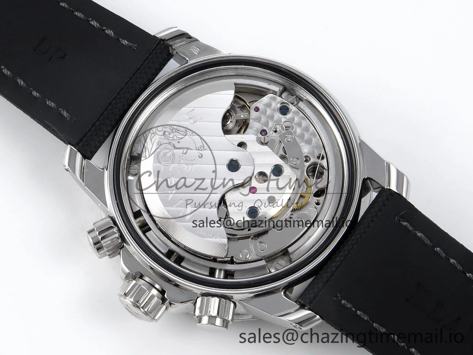 Fifty Fathoms Chrono SS OMF 1:1 Best Edition Black Dial on Black Sail-canvas Strap A7750
