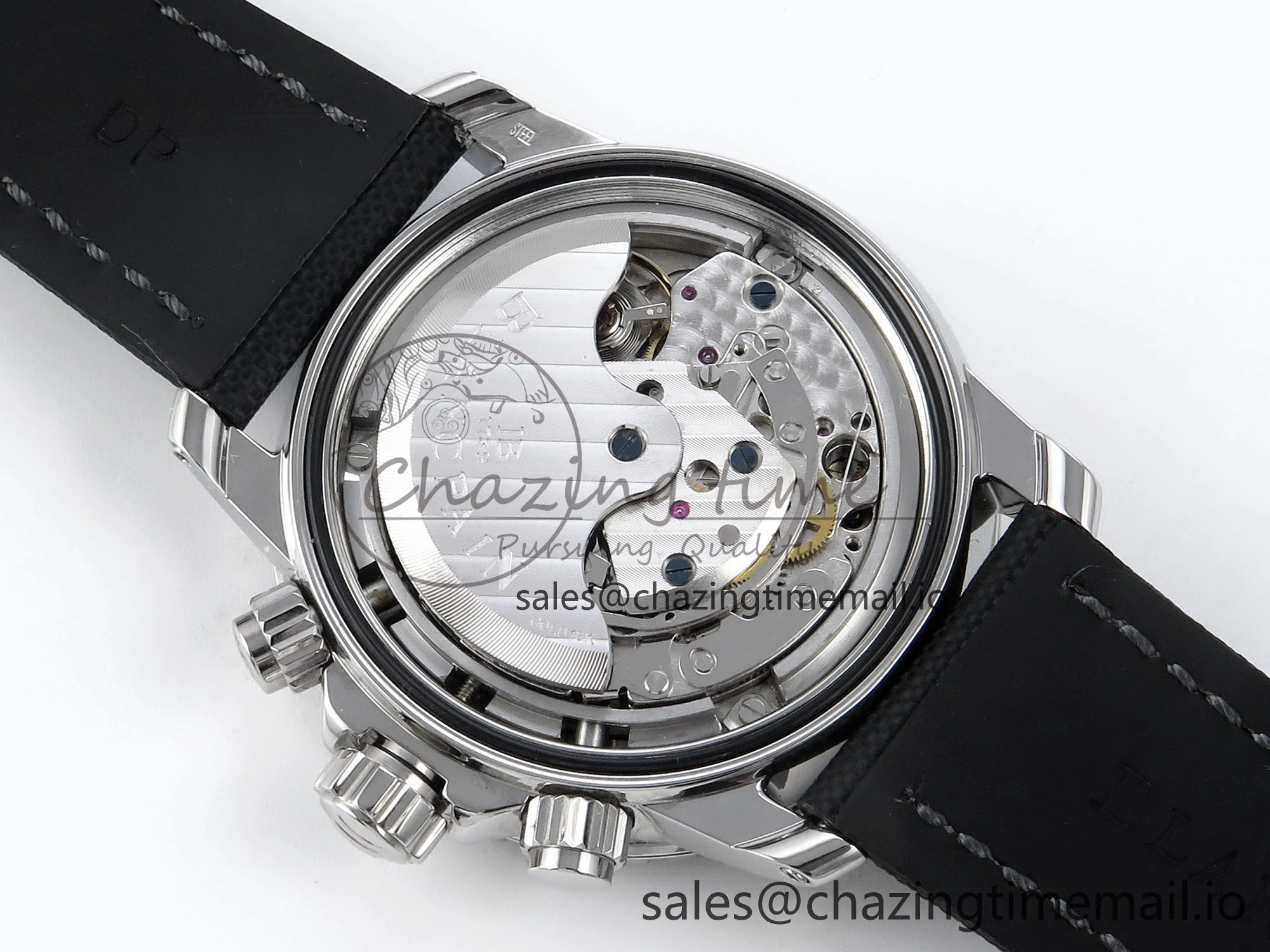Fifty Fathoms Chrono SS OMF 1:1 Best Edition Black Dial on Black Sail-canvas Strap A7750