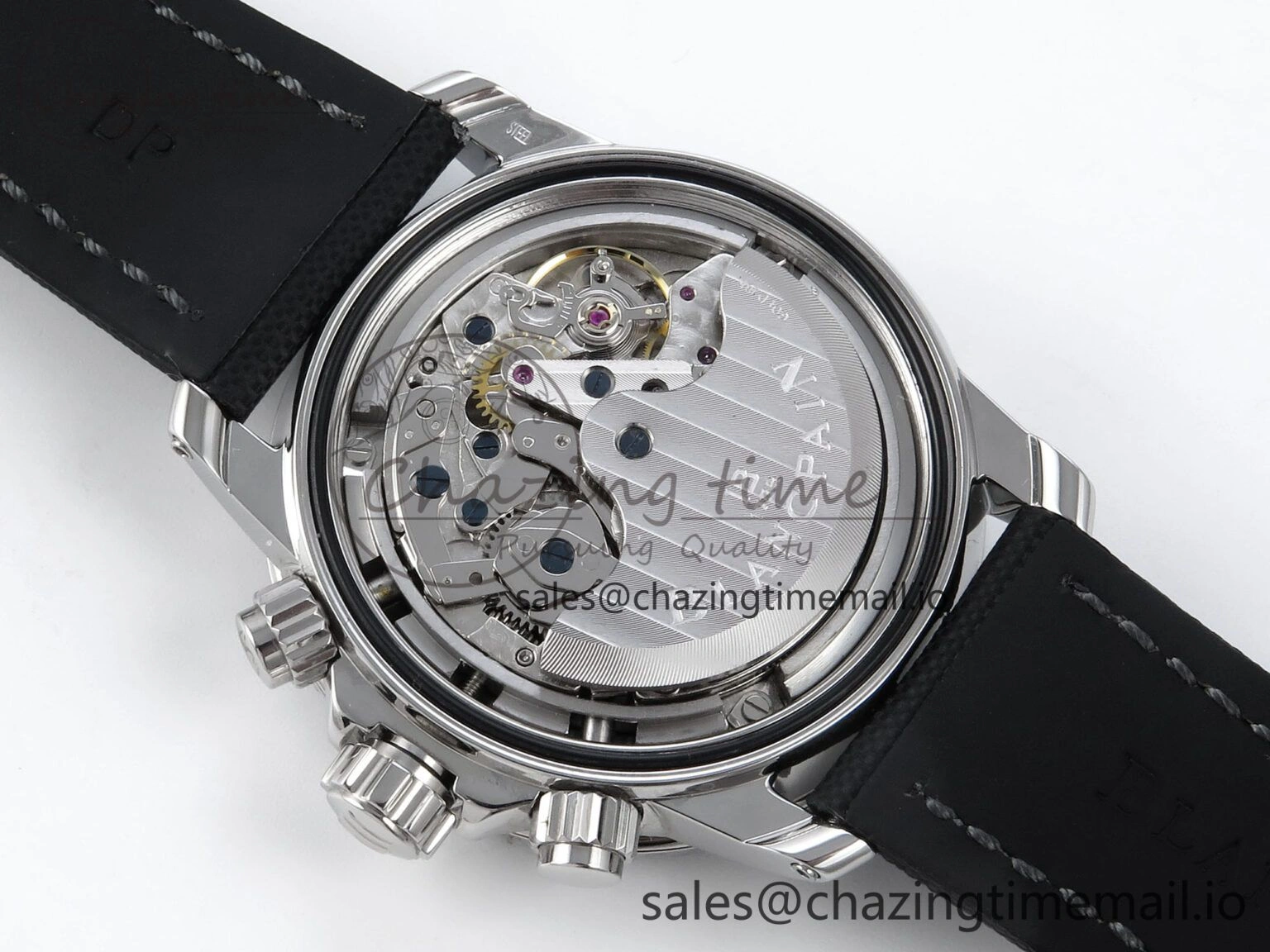 Fifty Fathoms Chrono SS OMF 1:1 Best Edition Black Dial on Black Sail-canvas Strap A7750