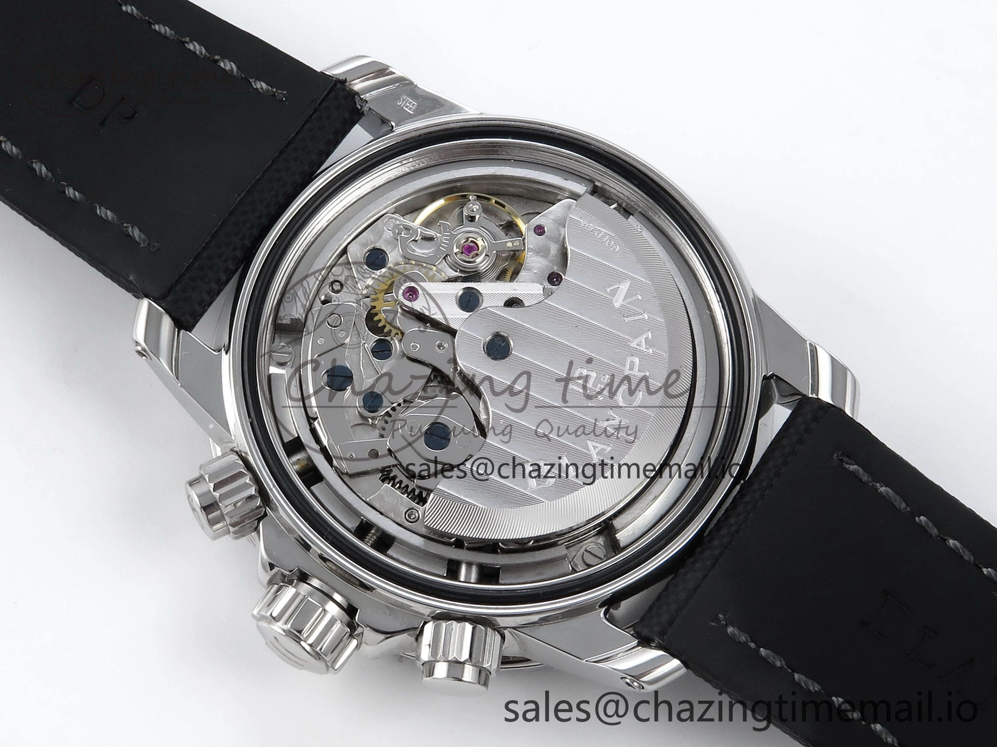Fifty Fathoms Chrono SS OMF 1:1 Best Edition Black Dial on Black Sail-canvas Strap A7750