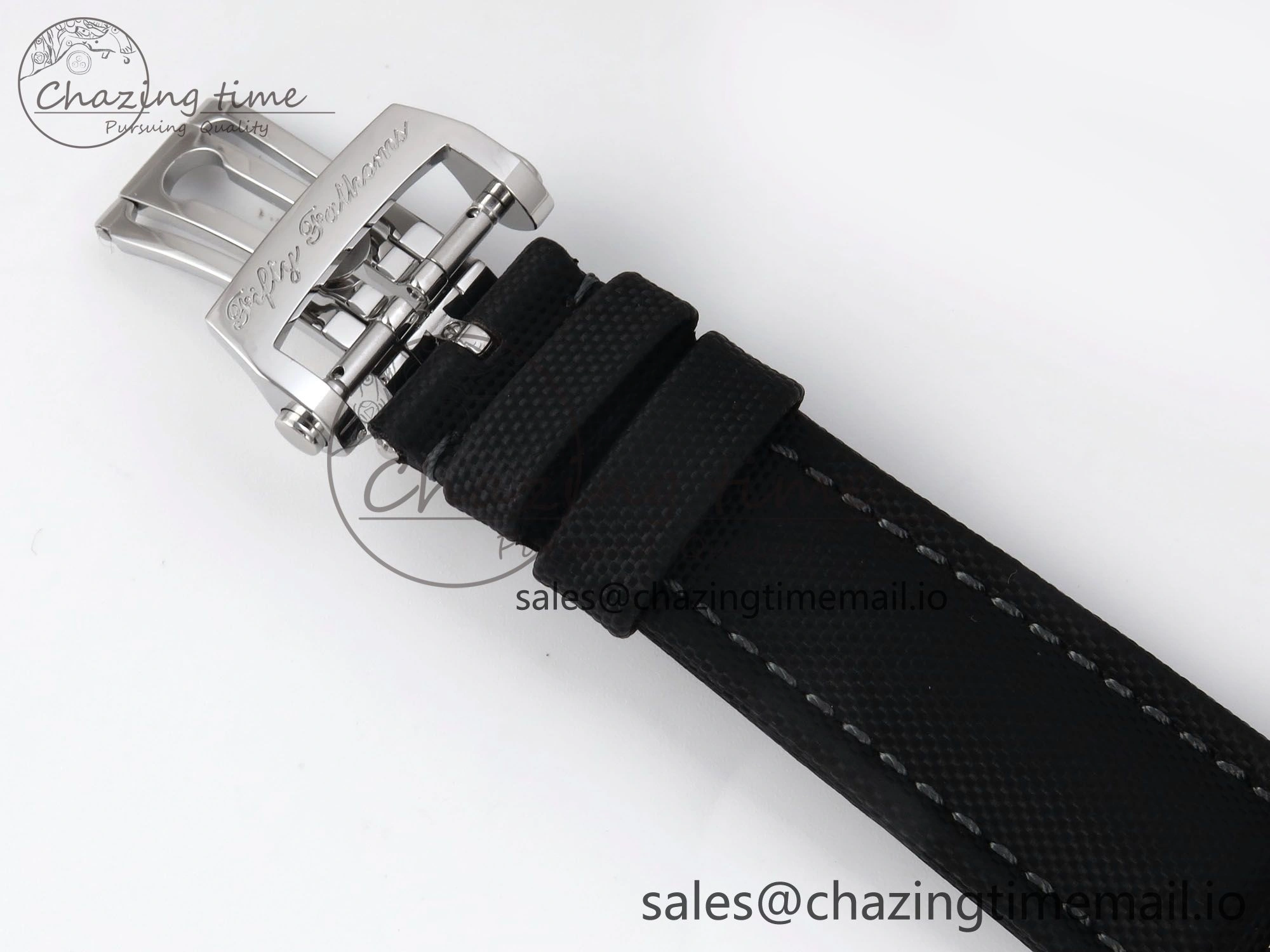 Fifty Fathoms Chrono SS OMF 1:1 Best Edition Black Dial on Black Sail-canvas Strap A7750