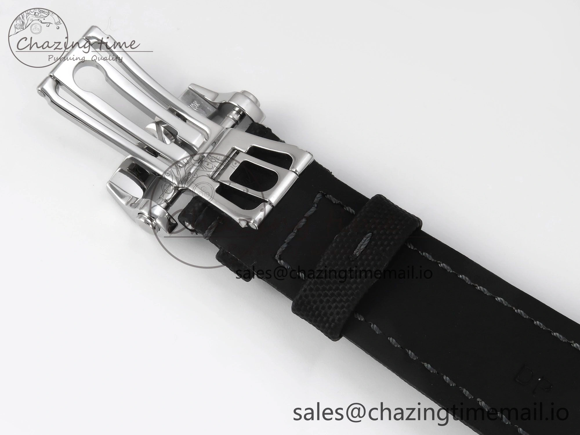 Fifty Fathoms Chrono SS OMF 1:1 Best Edition Black Dial on Black Sail-canvas Strap A7750