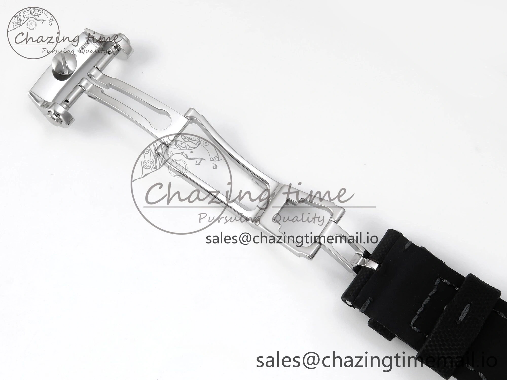Fifty Fathoms Chrono SS OMF 1:1 Best Edition Black Dial on Black Sail-canvas Strap A7750