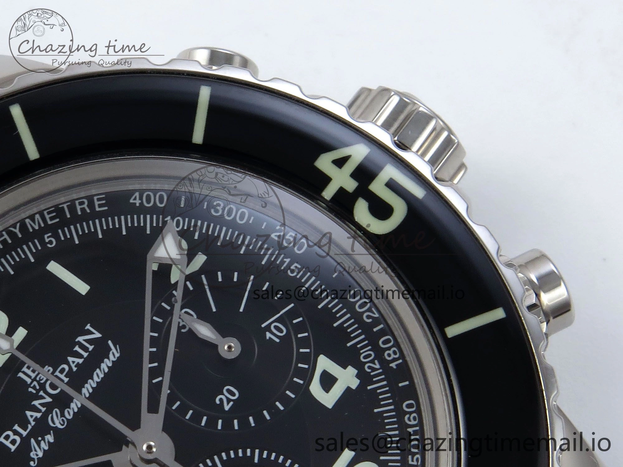 Fifty Fathoms Chrono SS OMF 1:1 Best Edition Black Numeral Dial on Black Sail-canvas Strap A7750
