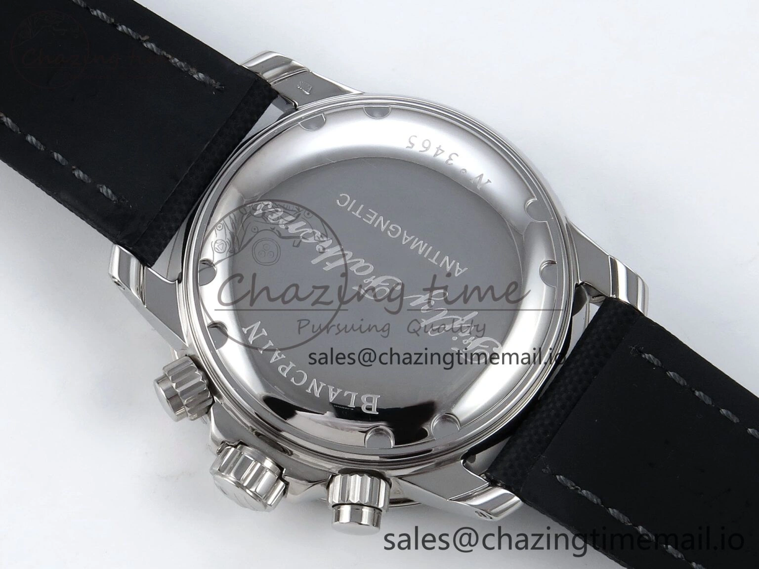Fifty Fathoms Chrono SS OMF 1:1 Best Edition Black Numeral Dial on Black Sail-canvas Strap A7750