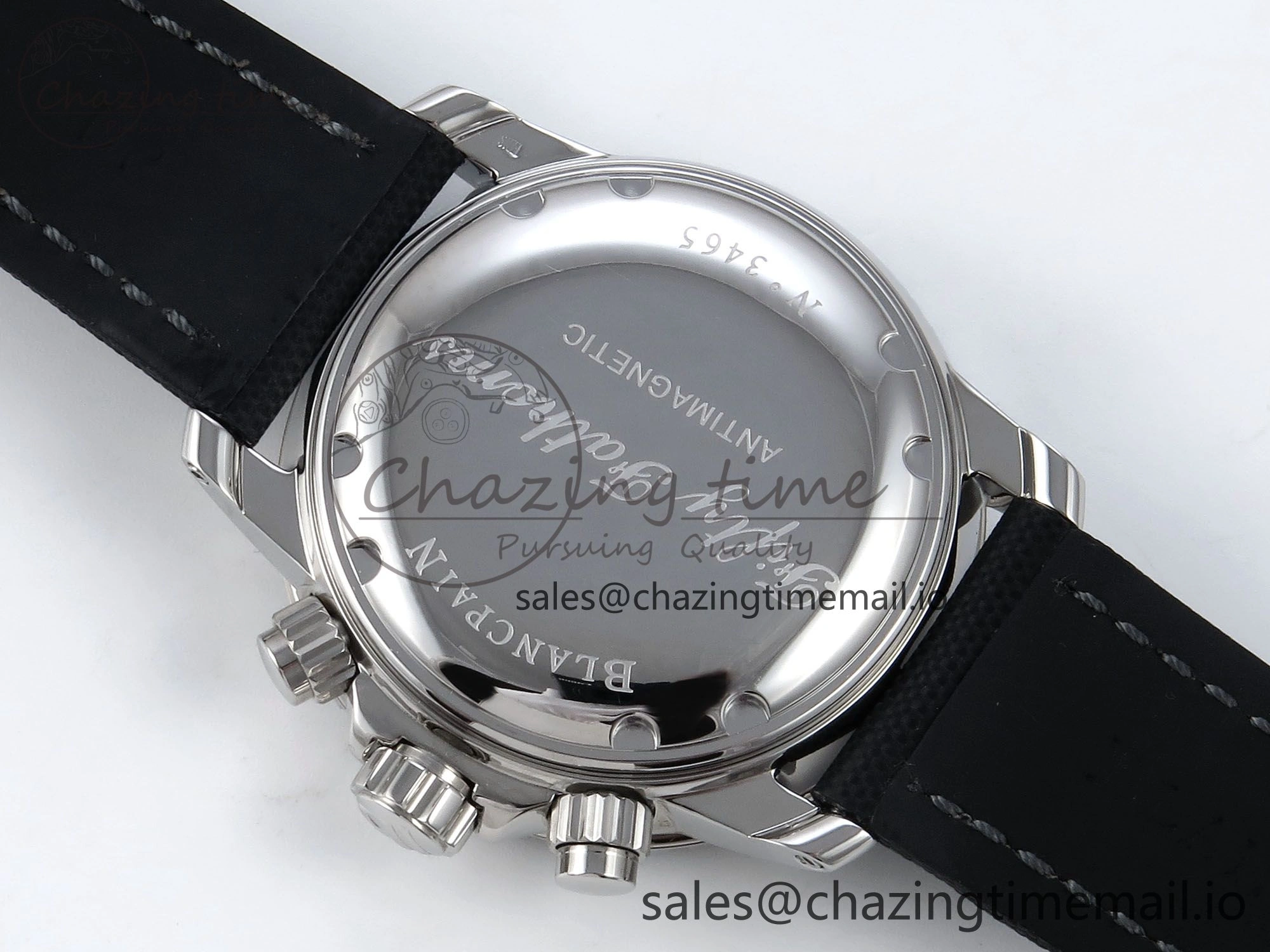 Fifty Fathoms Chrono SS OMF 1:1 Best Edition Black Numeral Dial on Black Sail-canvas Strap A7750