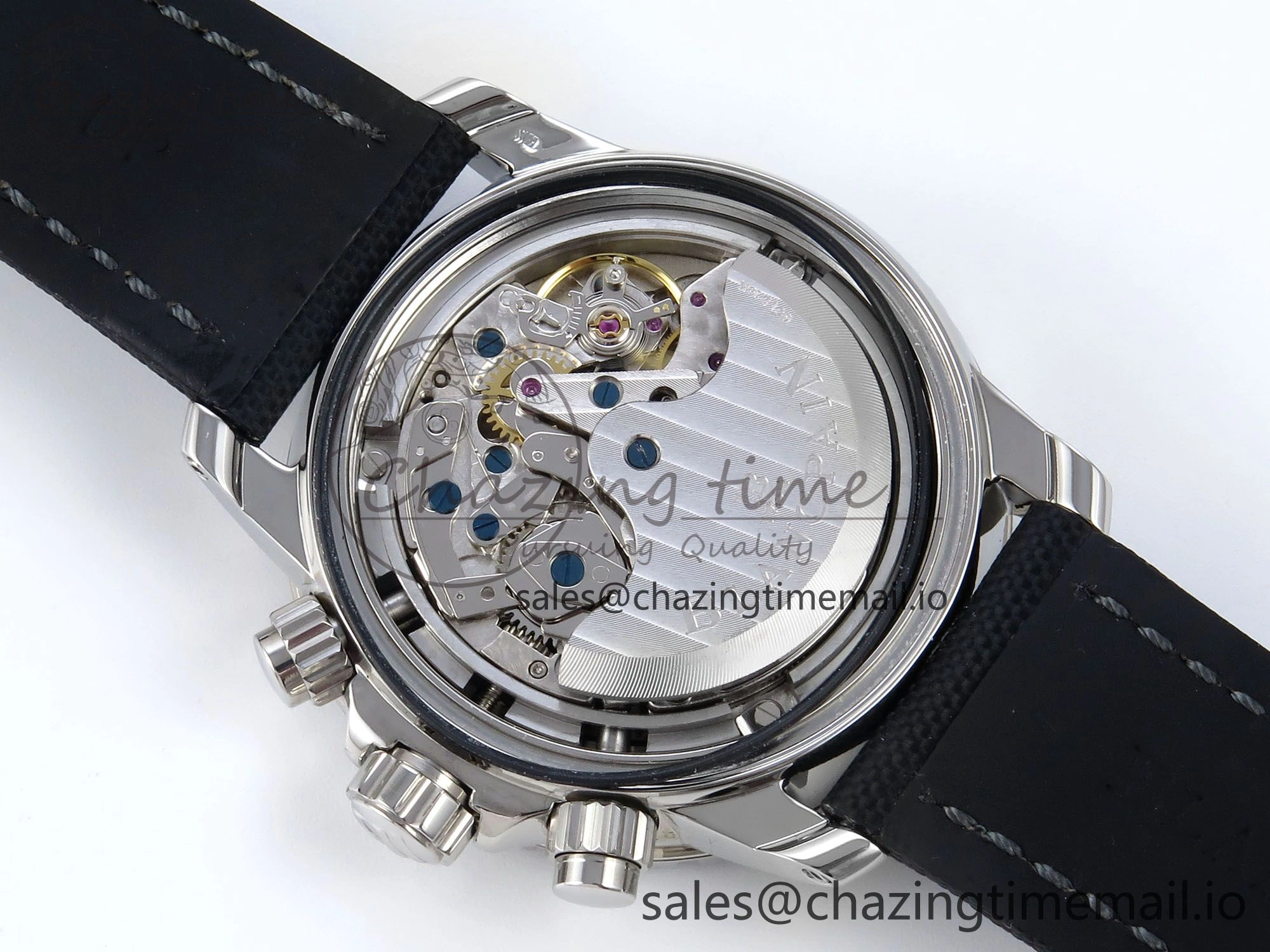 Fifty Fathoms Chrono SS OMF 1:1 Best Edition Black Numeral Dial on Black Sail-canvas Strap A7750