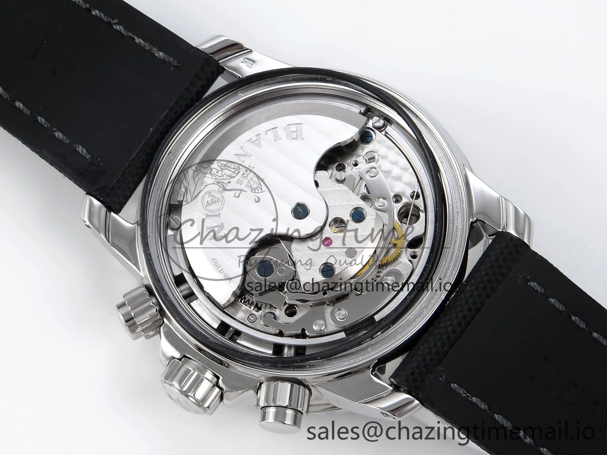 Fifty Fathoms Chrono SS OMF 1:1 Best Edition Black Numeral Dial on Black Sail-canvas Strap A7750