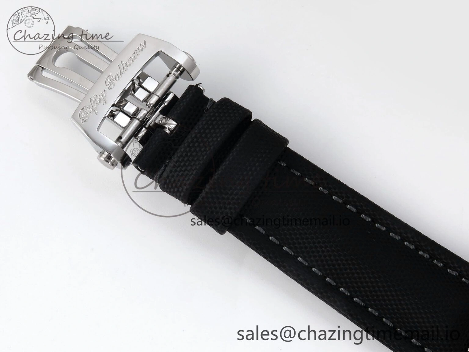 Fifty Fathoms Chrono SS OMF 1:1 Best Edition Black Numeral Dial on Black Sail-canvas Strap A7750