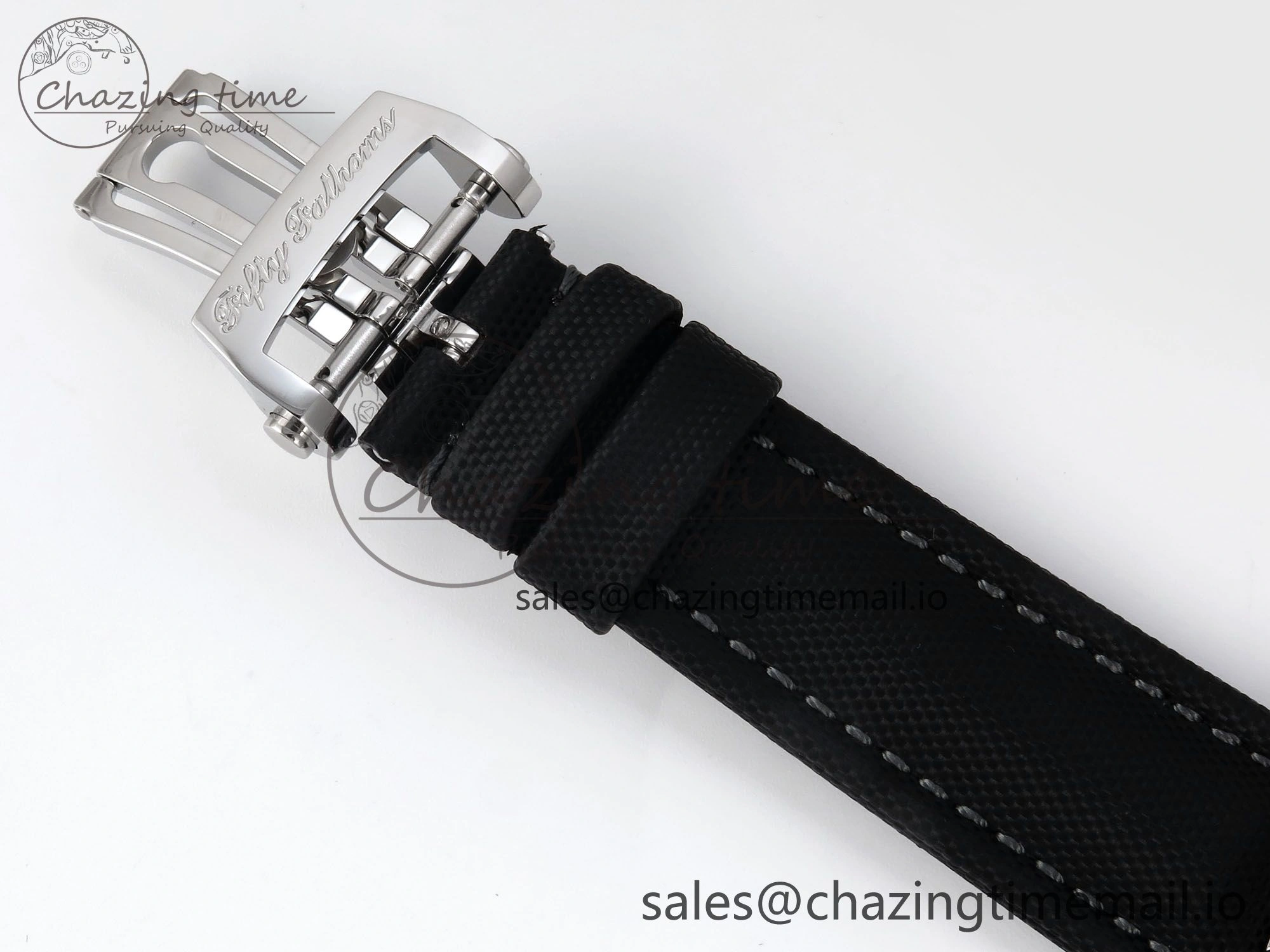 Fifty Fathoms Chrono SS OMF 1:1 Best Edition Black Numeral Dial on Black Sail-canvas Strap A7750