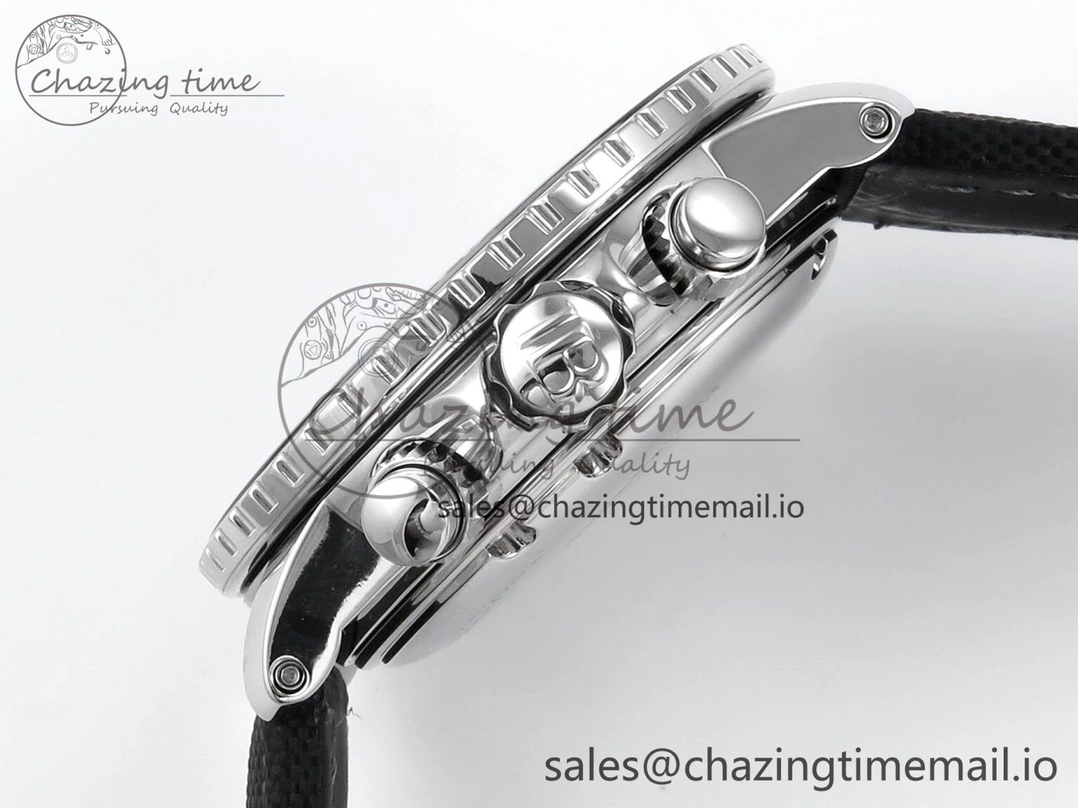 Fifty Fathoms Chrono SS OMF 1:1 Best Edition Black Numeral Dial on Black Sail-canvas Strap A7750