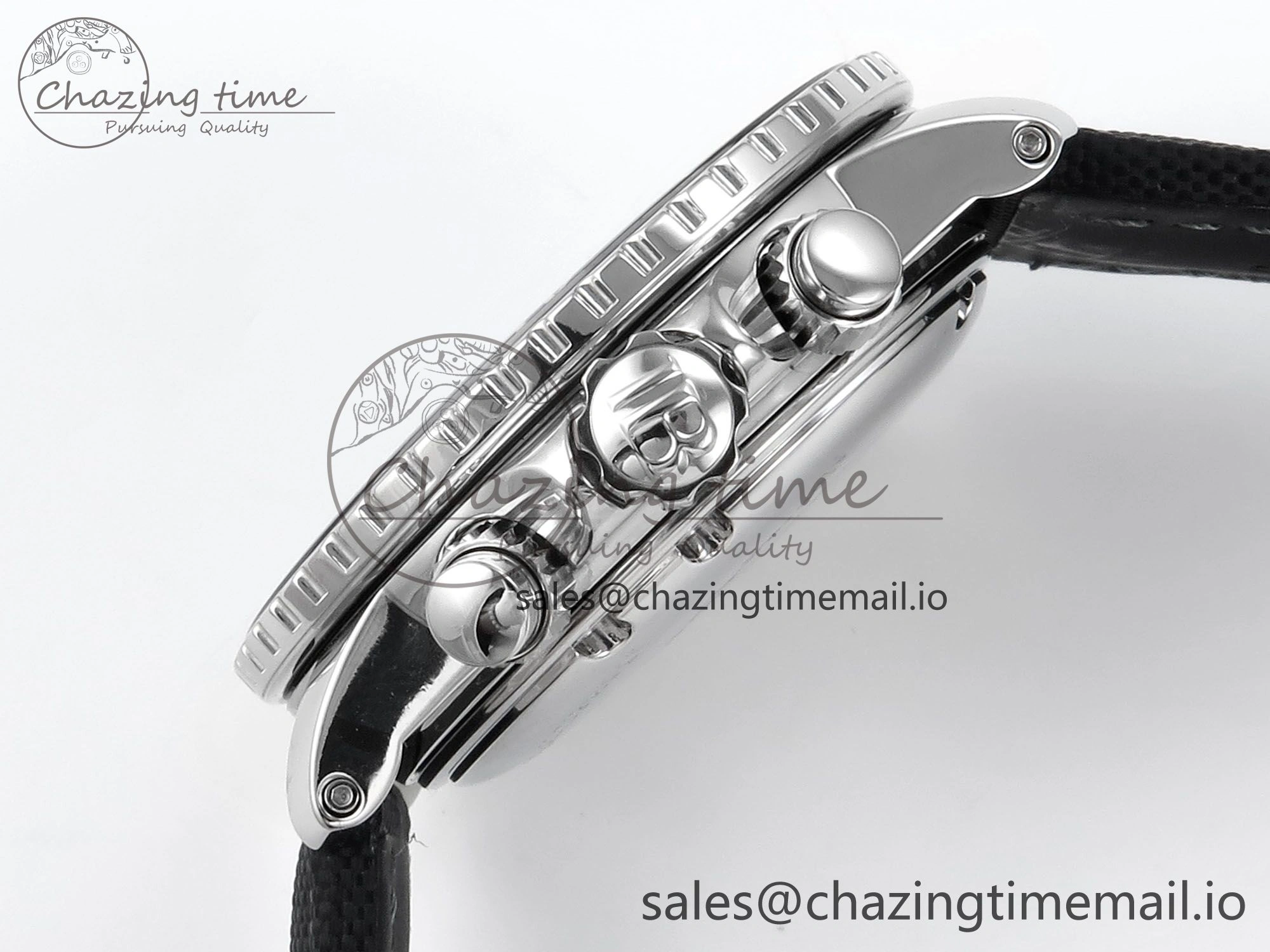 Fifty Fathoms Chrono SS OMF 1:1 Best Edition Black Numeral Dial on Black Sail-canvas Strap A7750