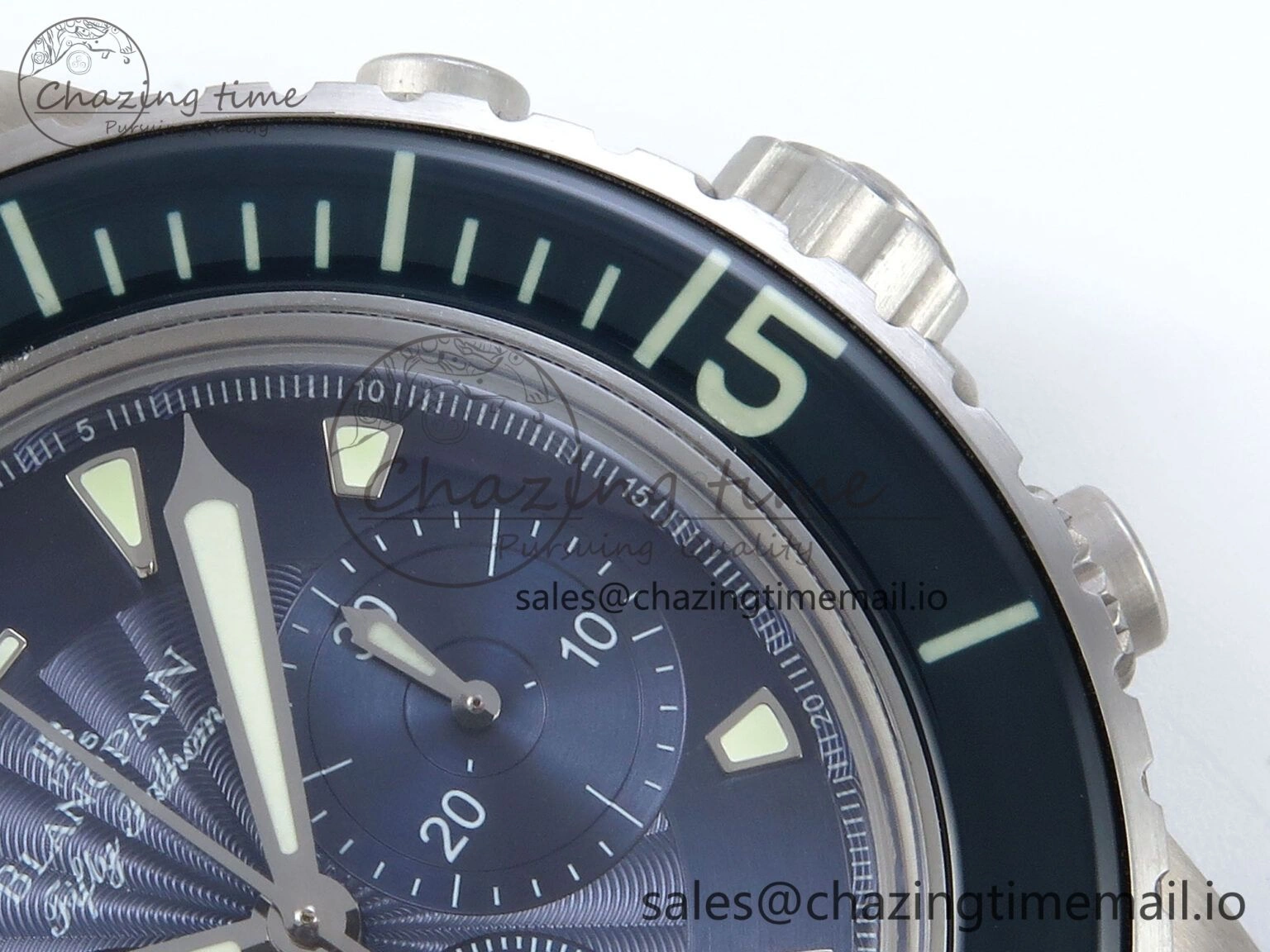 Fifty Fathoms Chrono SS OMF 1:1 Best Edition Blue Dial on Blue Sail-canvas Strap A7750
