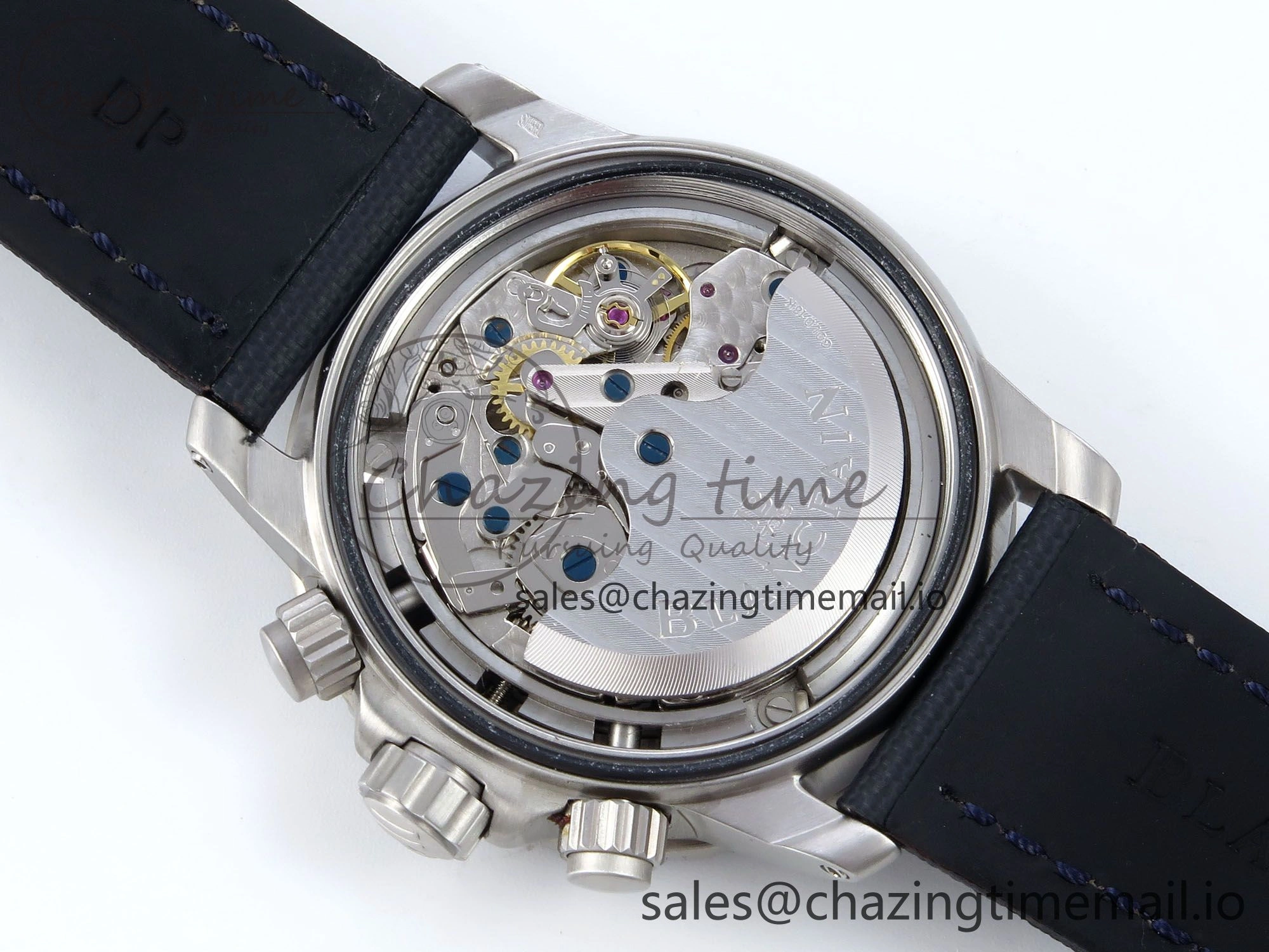 Fifty Fathoms Chrono SS OMF 1:1 Best Edition Blue Dial on Blue Sail-canvas Strap A7750
