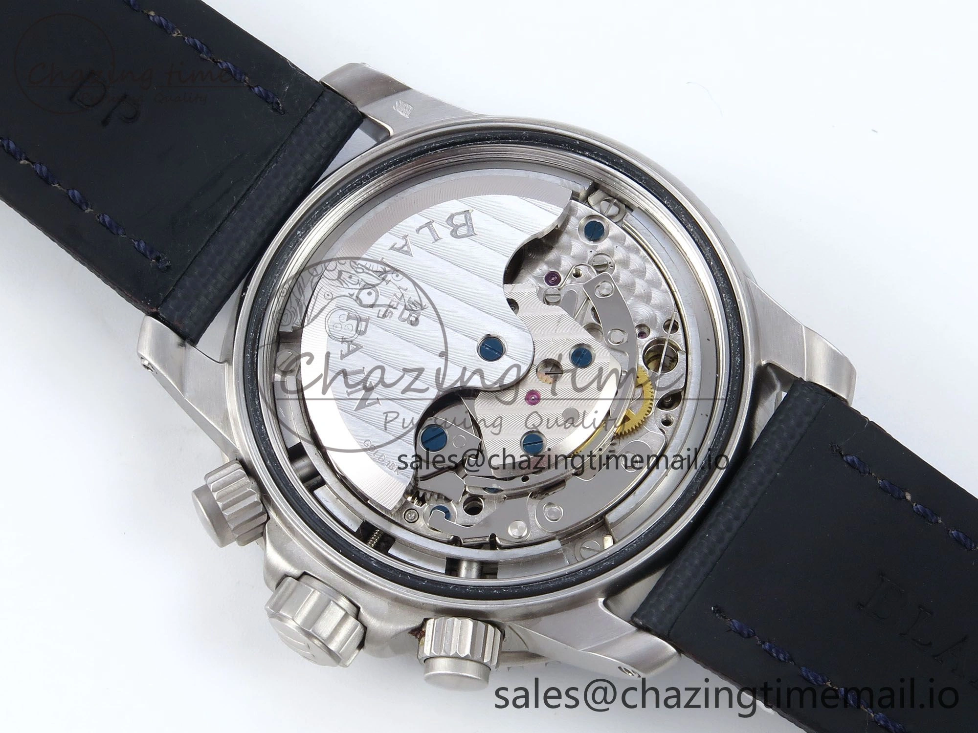 Fifty Fathoms Chrono SS OMF 1:1 Best Edition Blue Dial on Blue Sail-canvas Strap A7750
