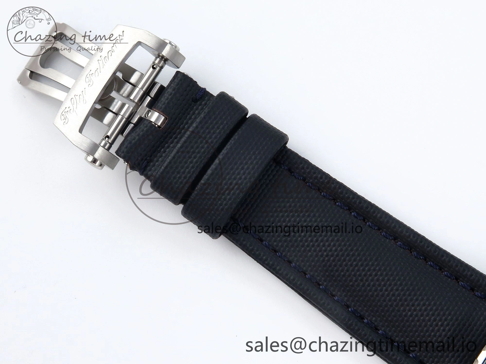 Fifty Fathoms Chrono SS OMF 1:1 Best Edition Blue Dial on Blue Sail-canvas Strap A7750