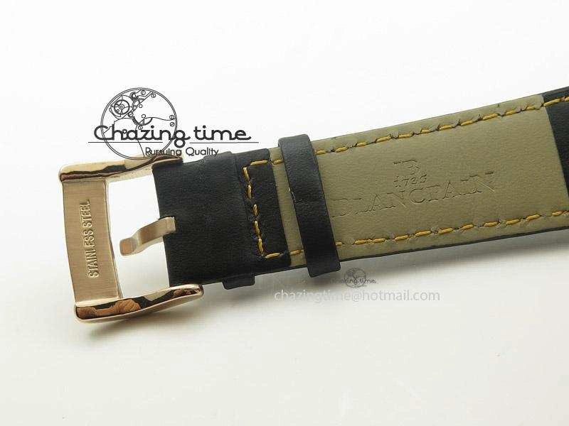 Fifty Fathoms Chronograph Monaco RG Black Dial On Black Leather Strap A7750