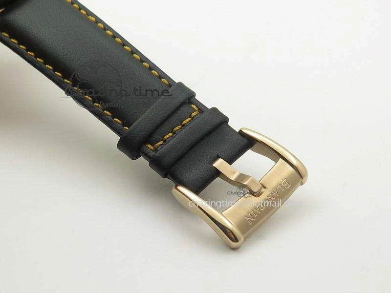 Fifty Fathoms Chronograph RG Black Dial On Black Leather Strap A7750