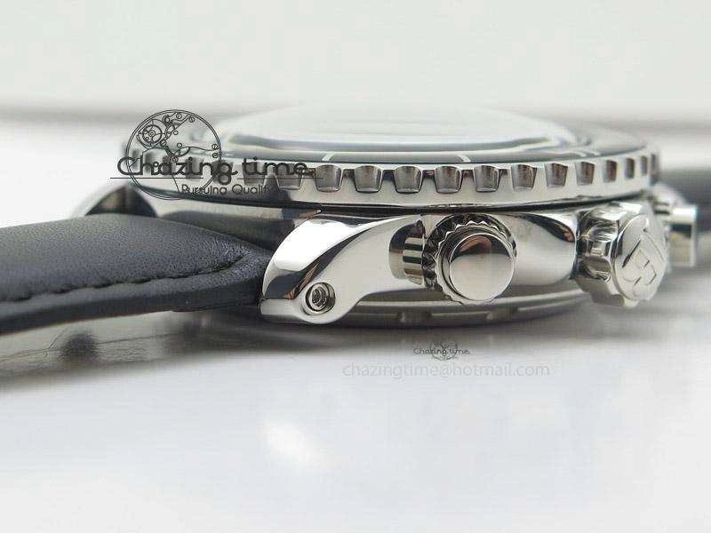 Fifty Fathoms Chronograph SS Black Number Markers Dial On Black Leather Strap A7750