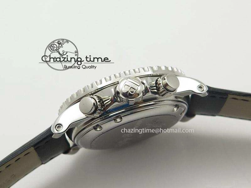 Fifty Fathoms Chronograph SS Black Number Markers Dial On Black Leather Strap A7750