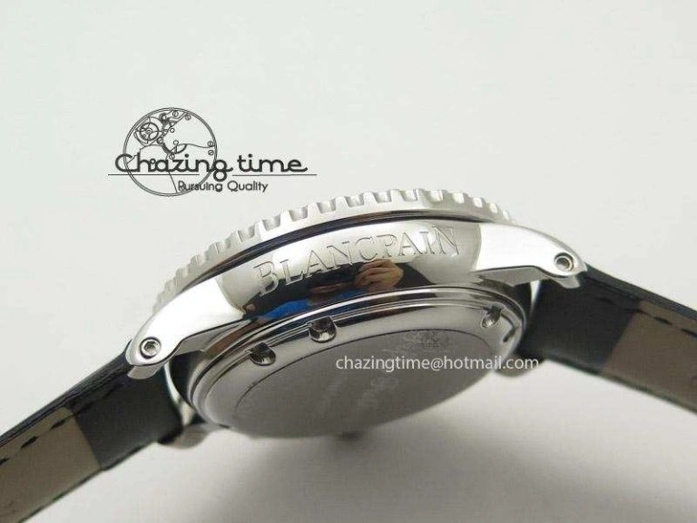 Fifty Fathoms Chronograph SS Black Number Markers Dial On Black Leather Strap A7750