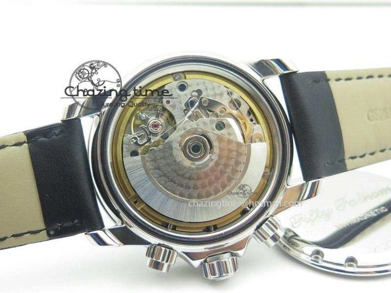 Fifty Fathoms Chronograph SS Black Number Markers Dial On Black Leather Strap A7750
