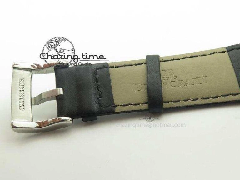 Fifty Fathoms Chronograph SS Black Number Markers Dial On Black Leather Strap A7750