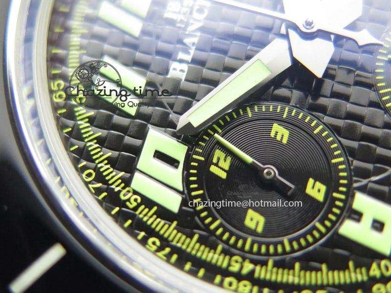 Fifty Fathoms Chronograph SS Black Number Markers Dial On Black Leather Strap A7750