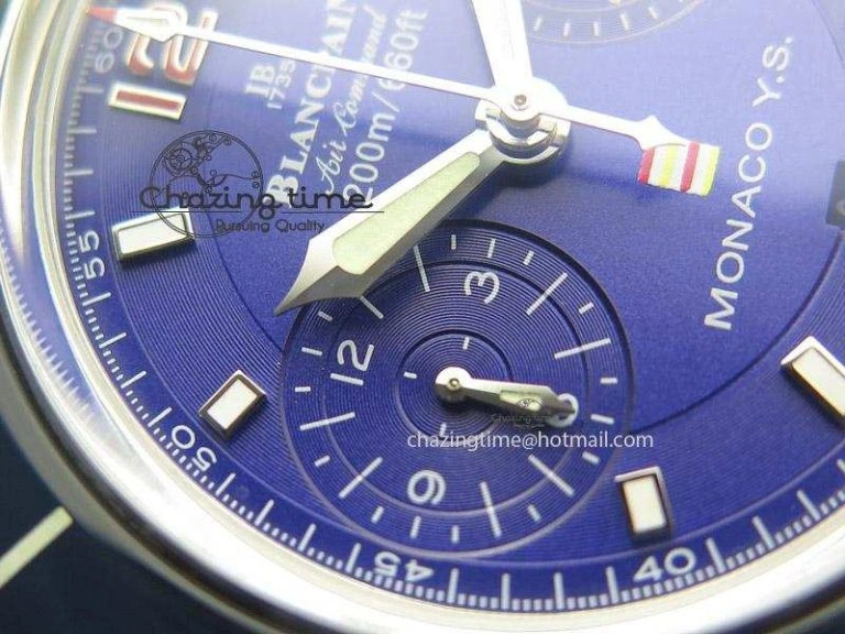 Fifty Fathoms Chronograph SS Blue Dial On Black Leather Strap A7750