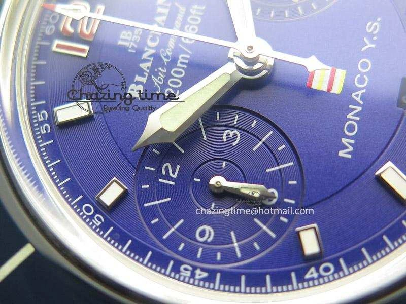 Fifty Fathoms Chronograph SS Blue Dial On Black Leather Strap A7750
