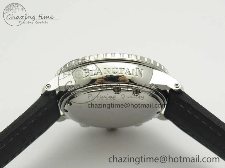 Fifty Fathoms Chronograph SS OMF 1:1 Best Edition Black Dial on Black Nylon Strap A7750