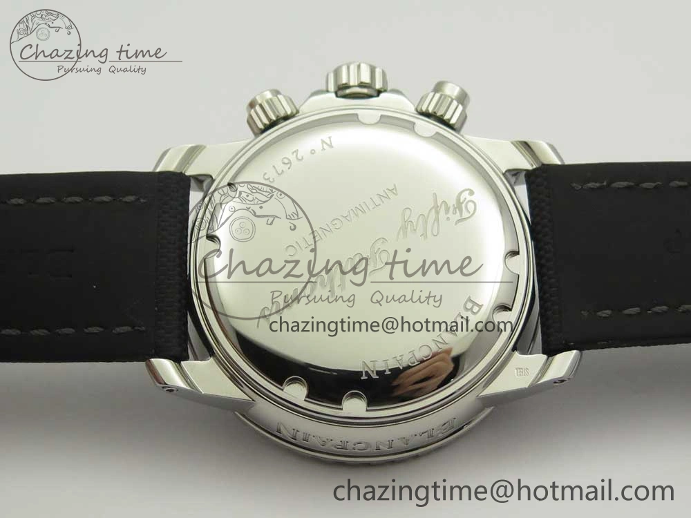 Fifty Fathoms Chronograph SS OMF 1:1 Best Edition Black Dial on Black Nylon Strap A7750