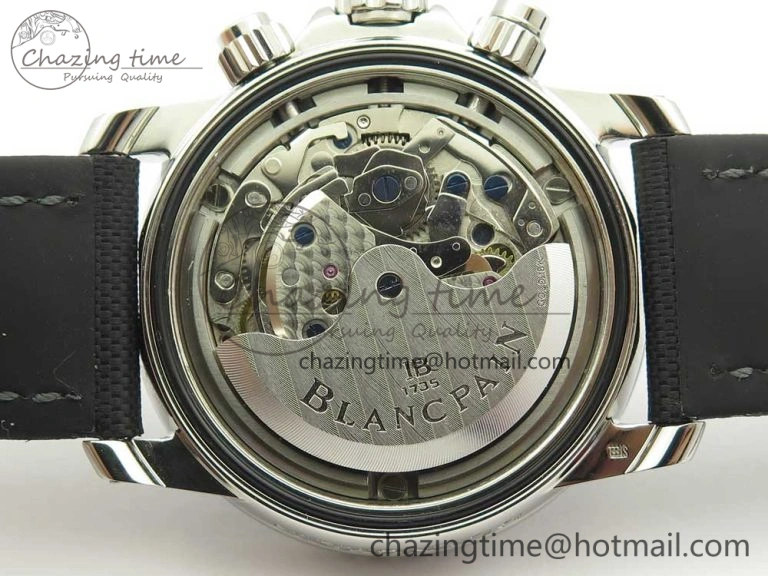 Fifty Fathoms Chronograph SS OMF 1:1 Best Edition Black Dial on Black Nylon Strap A7750