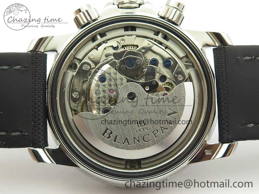 Fifty Fathoms Chronograph SS OMF 1:1 Best Edition Black Dial on Black Nylon Strap A7750