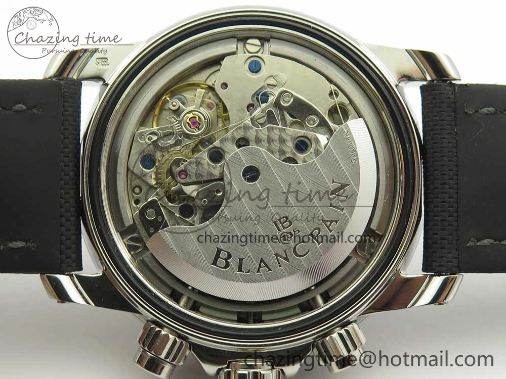 Fifty Fathoms Chronograph SS OMF 1:1 Best Edition Black Dial on Black Nylon Strap A7750