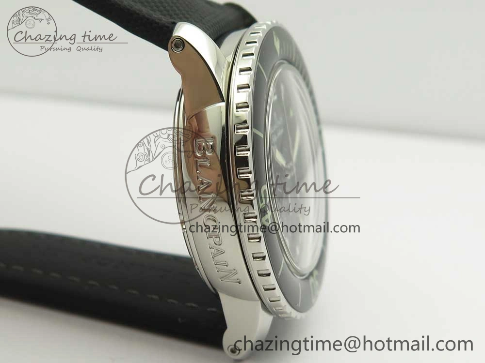 Fifty Fathoms Chronograph SS OMF 1:1 Best Edition Black Dial on Black Nylon Strap A7750
