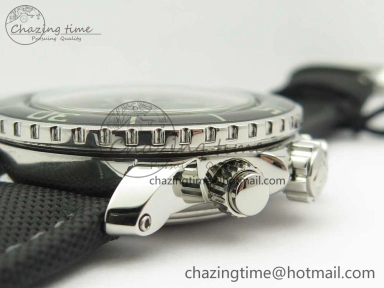 Fifty Fathoms Chronograph SS OMF 1:1 Best Edition Black Dial on Black Nylon Strap A7750