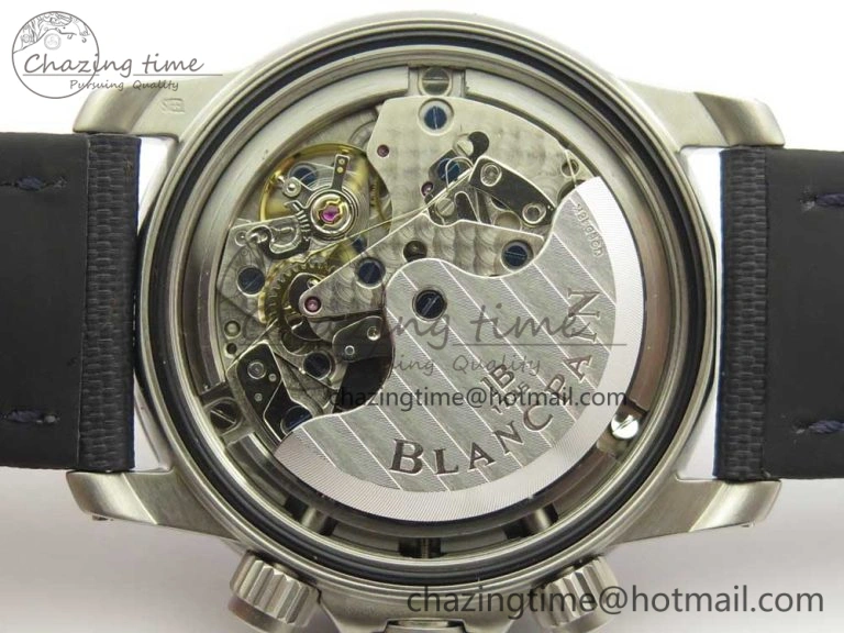 Fifty Fathoms Chronograph SS OMF 1:1 Best Edition Blue Dial on Blue Nylon Strap A7750