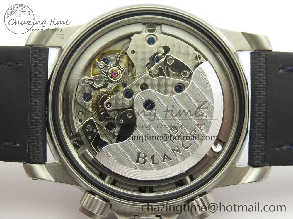 Fifty Fathoms Chronograph SS OMF 1:1 Best Edition Blue Dial on Blue Nylon Strap A7750