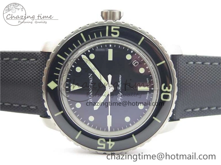 Fifty Fathoms “Nageurs de Combat” ZF 1:1 Best Edition Black ‘7’ Dial on Black Sail-canvas Strap A2836
