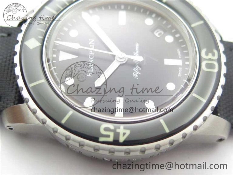 Fifty Fathoms “Nageurs de Combat” ZF 1:1 Best Edition Black ‘7’ Dial on Black Sail-canvas Strap A2836