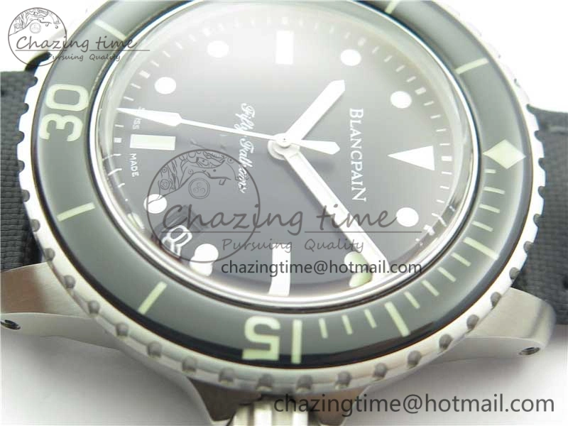 Fifty Fathoms “Nageurs de Combat” ZF 1:1 Best Edition Black ‘7’ Dial on Black Sail-canvas Strap A2836