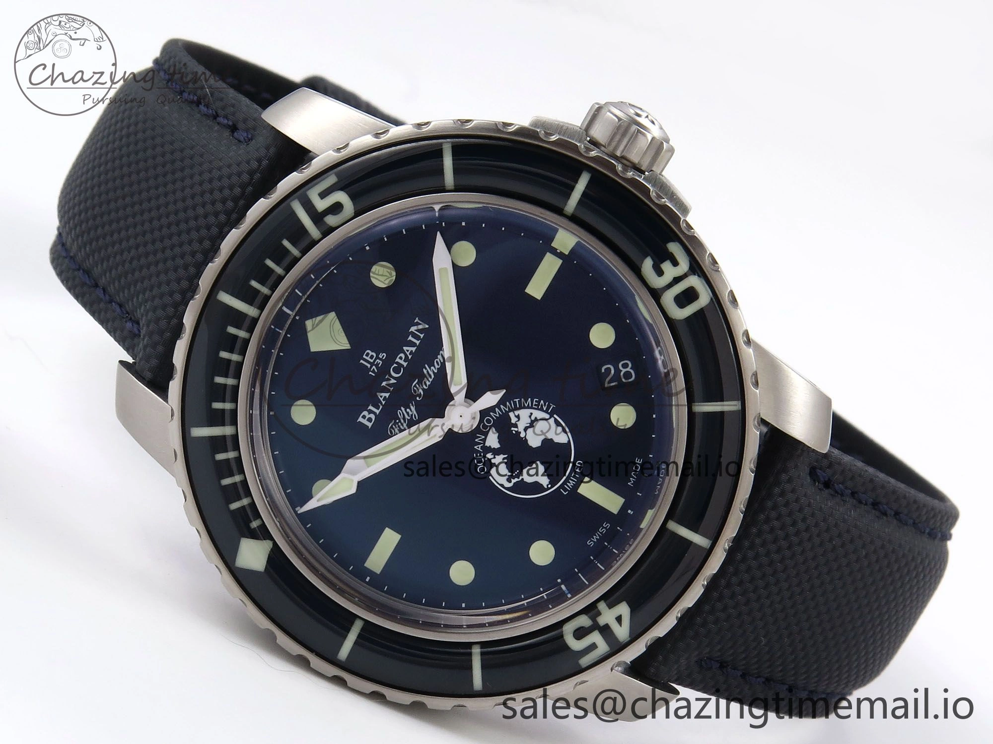 Fifty Fathoms Ocean Commitment III ZF 1:1 Best Edition on Sail-canvas Strap A1151