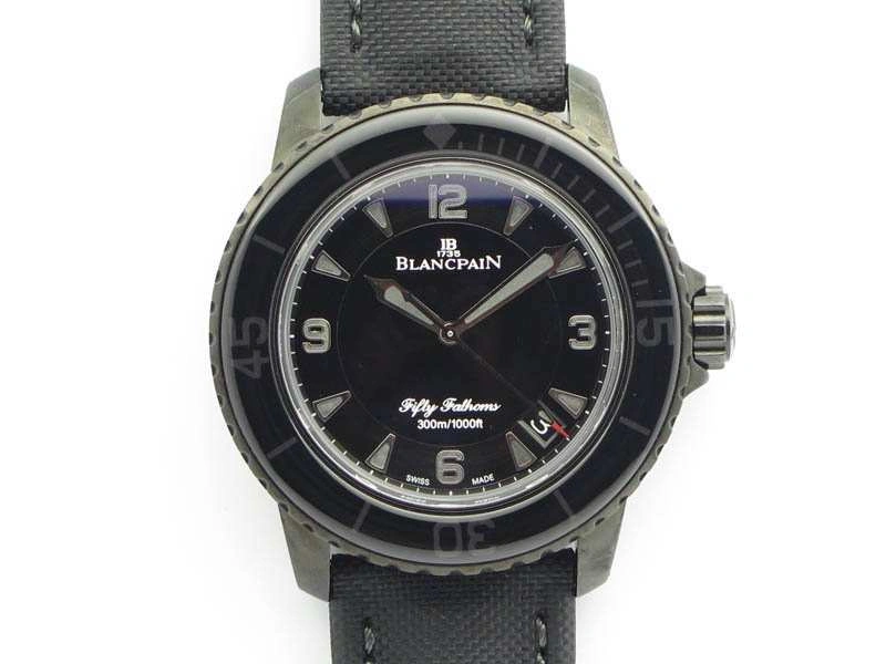 Fifty Fathoms PVD Dark Knight ZF 1:1 Best Edition Black Dial On Sail-canvas Strap A1315