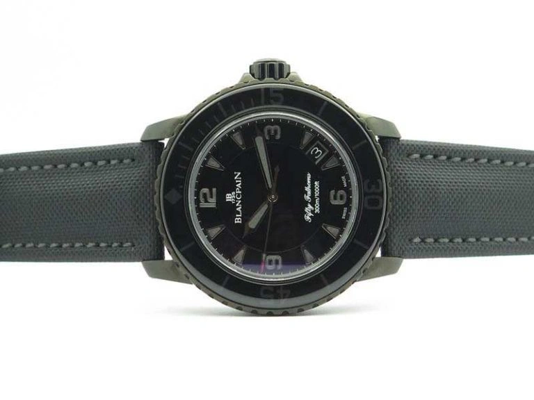 Fifty Fathoms PVD Dark Knight ZF 1:1 Best Edition Black Dial On Sail-canvas Strap A1315