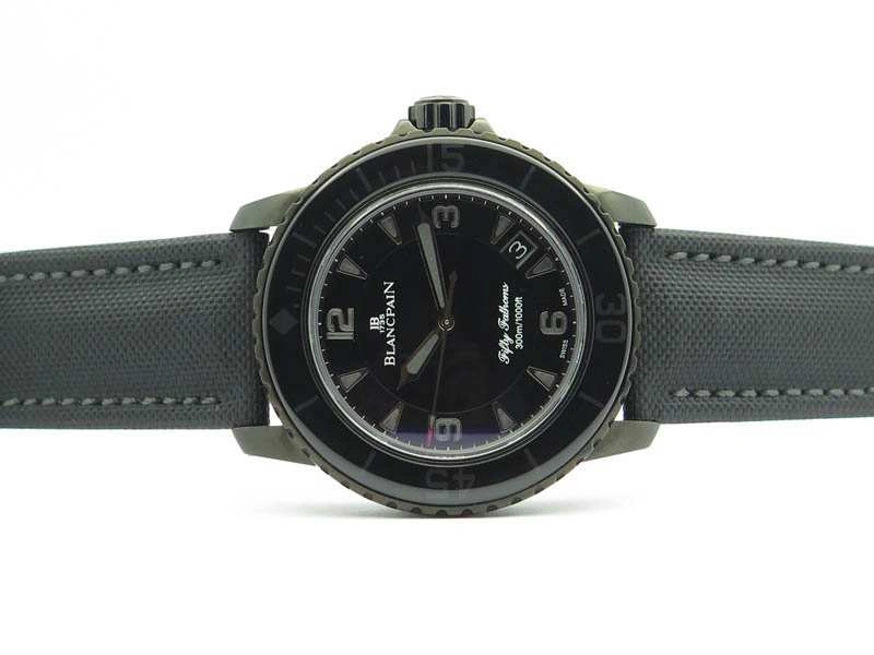 Fifty Fathoms PVD Dark Knight ZF 1:1 Best Edition Black Dial On Sail-canvas Strap A1315