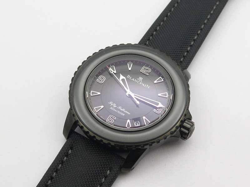 Fifty Fathoms PVD Dark Knight ZF 1:1 Best Edition Black Dial On Sail-canvas Strap A1315