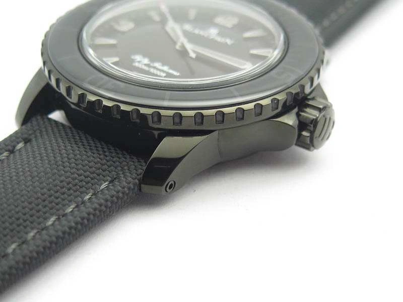 Fifty Fathoms PVD Dark Knight ZF 1:1 Best Edition Black Dial On Sail-canvas Strap A1315